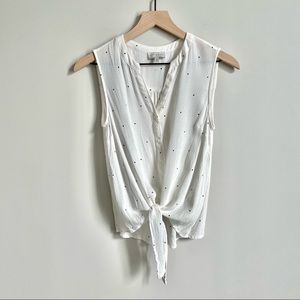 Lucky Brand XS White and Black Dots Sleeveless Blouse